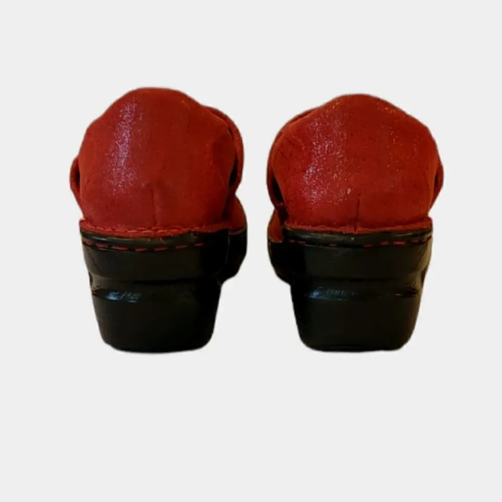 b.o.c. Born Concepts Peggy Red Leather Shimmer Cushioned Insole Clog Shoe - Picture 6 of 9